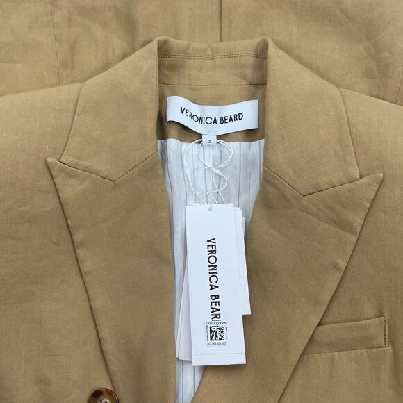 Veronica Beard Atwood Short Sleeve Linen Dickey Jacket Khaki Size 2 - Picture 10 of 10